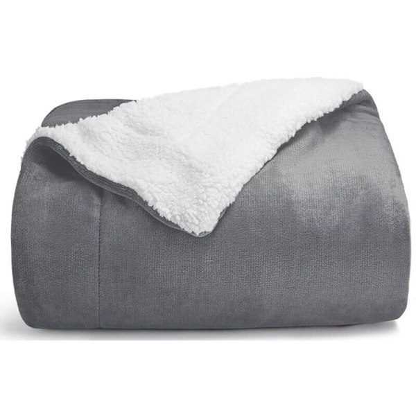 Sherpa Fleece Tæppe, 130x160 Enkelt Seng Tæppe Antracitgrå, Pels Sofa Plaid Vendbar Sofa Plaid, Lille Tyk Varm og Blød Plys Sofa Plaid 13