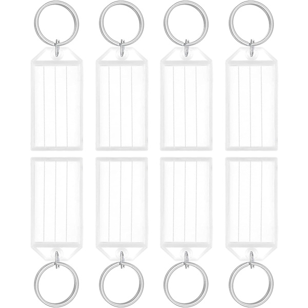Nøkkelringer i plast med fôrede blanke papiretiketter, gjennomsiktige deksler og splittringer, kraftige artikkelidentifikatorer (rektangel (40 stk.))