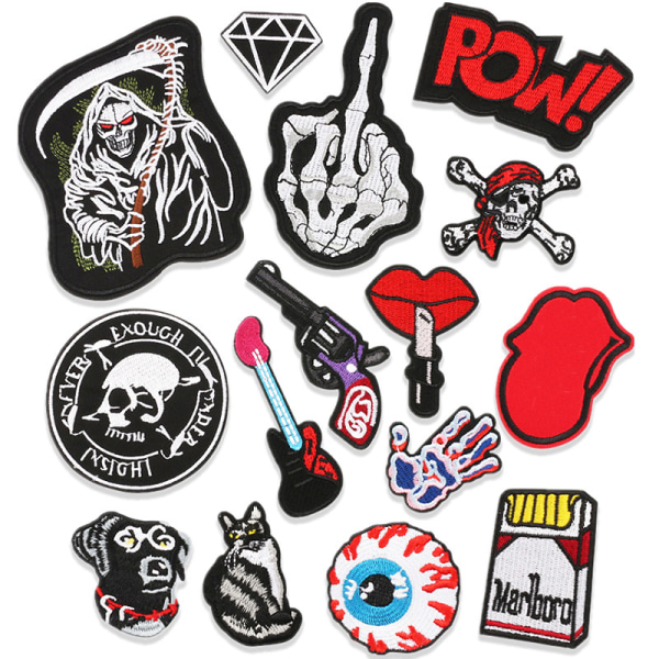 15 stykker kombination cool design perm patch (Blade of Death), sy