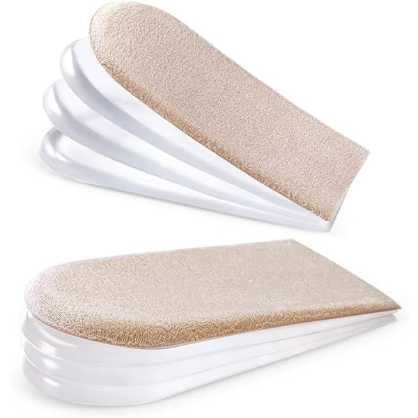 4-layer adjustable orthopedic insole (5.5cm wide, 1 pair of beige), upgraded and widened insole, half foot gel heel pad to solve leg length differen