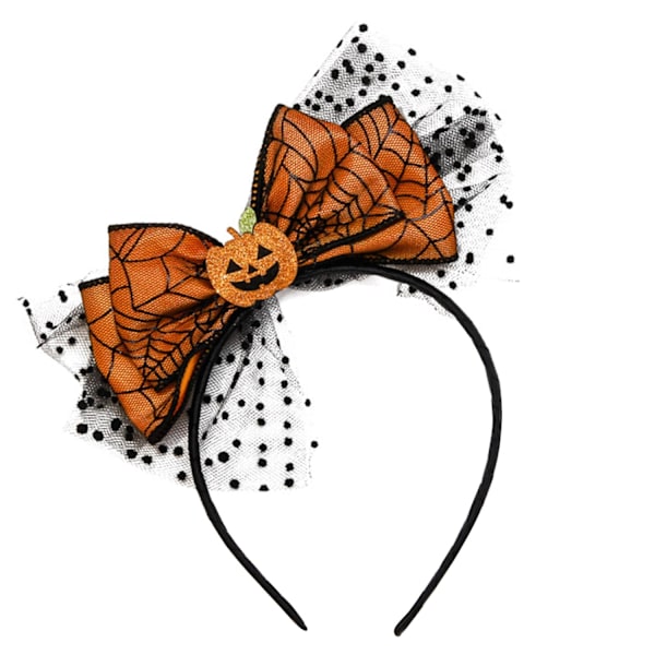 Edderkoppnett Hodebånd Halloween Hodebånd Gresskar Hodebånd Blonder Gult Sløyfe Design Halloween Jul Fest Bursdag Figurer