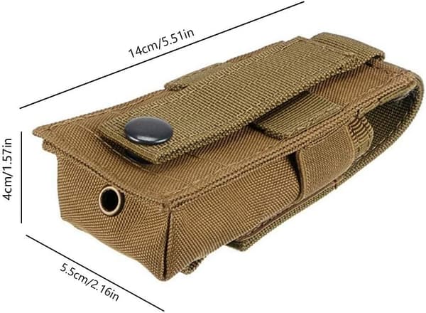 Khaki-värinen taskulamppukotelo, kotelo Molle-taskulamppukotelo Nylon-taskulamppukotelo ulkoilmaretkeilyyn