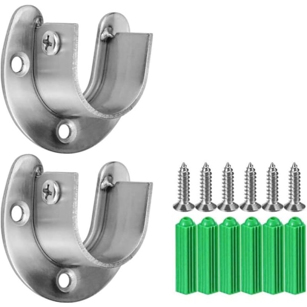 2 stk. rørholder, rustfrit stål garderobestangholder, justerbar flange stangholder, u Digger stangholder til 32 mm skabsholder