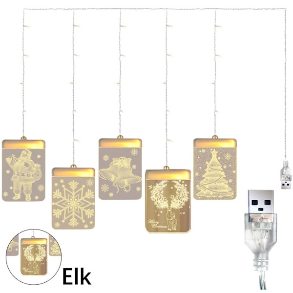 Jul Dekorativa Fönsterljus, Bakgrund Slingor Ljus för Utomhus Inomhus Fönster Gångväg Uteplats Sovrum Fest Semester Vägg, Älg, Varm Vit
