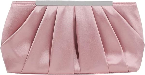 Pink Satin Aftenpose til Kvinder Elegant Satin Plisseret Aftenpose til Kvinder Sølv Bryllupspose