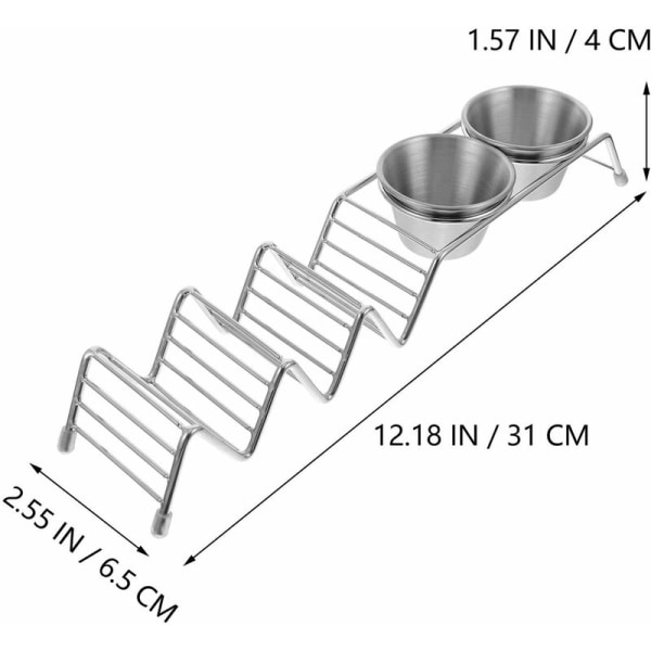 1 Set Taco Holders Wave Stainless Steel Taco Stand Rack Tray Taco Display Taco Storage Rack Pancake Rack with Sauce Dipping Bowls for Griddle