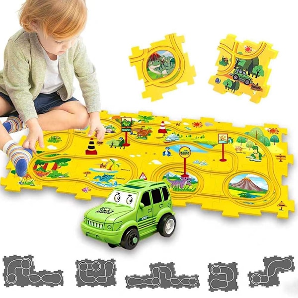 Bil Leksaker Racingbana DIY Barnleksaker 2 3 4 5 6 År Gamla (Dinosaurie)