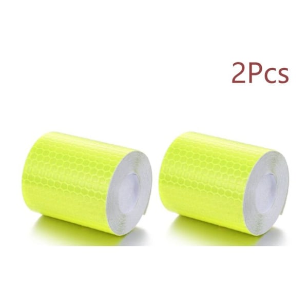 2 st Fluorescerande Gul 5cm 3M för fastsättning och skärning - väderbeständig reflextejp - varningstejp, reflekterande och självhäftande - säkerhetsmarkering