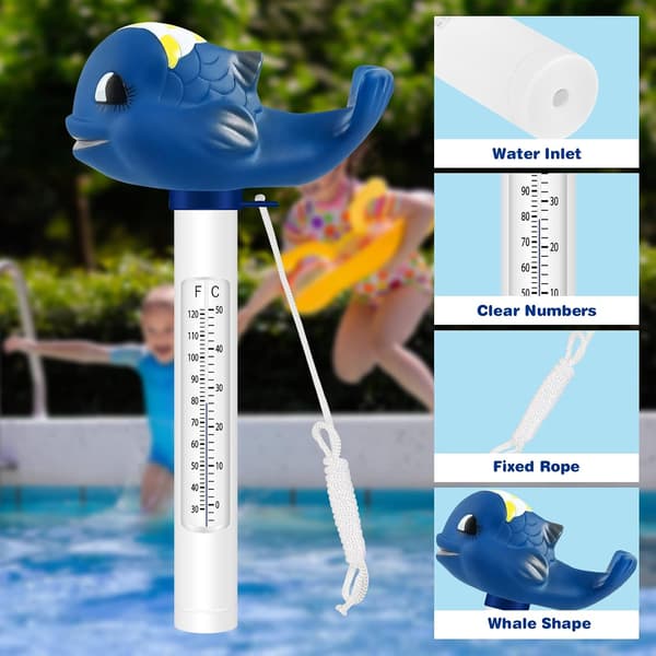 Pooltermometer, Vandtermometer med snor, Swimmingpooltermometer, Brudsikkert, Flydende termometer til isbad, Spabade,