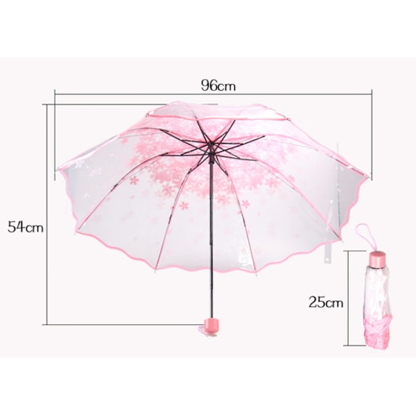 Transparent hopfällbart paraply (lila) Körsbärsblomma Transparent paraply, Transparent regnsäkert hopfällbart paraply, Lätt vindtätt kompakt paraply