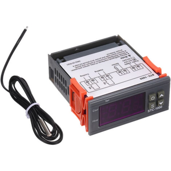 Digital display temperature controller for refrigeration and heating thermostat STC-1000, 12V - 12V