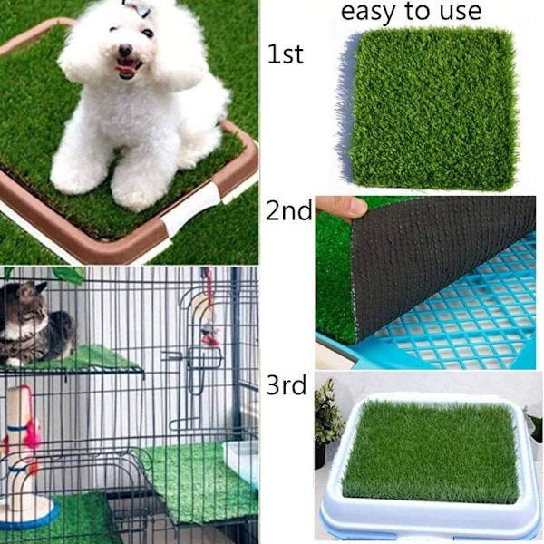 Kunstig hundegress for hund, kunstig plenmatte for å lære valpen renslighet, vaskbar plenmatte, gress for tiss for hundeavfall (50 × 70 cm)