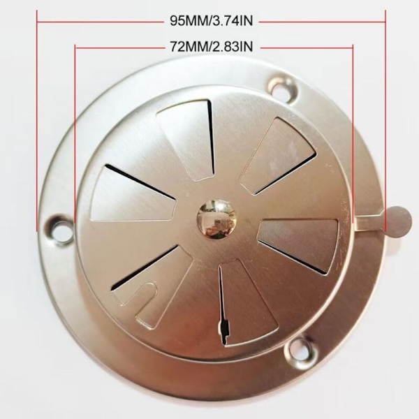 Rund ventilationsrist, ventilationsroset i rustfrit stål, rundt ventilationsgitter ventilationshul, justerbar udluftningsrist, rund ventil