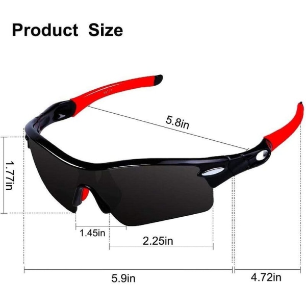 Cykelglasögon, polariserade solglasögon med 5 utbytbara linser, UV400 sportglasögon för utomhusaktiviteter, löpning, cykling