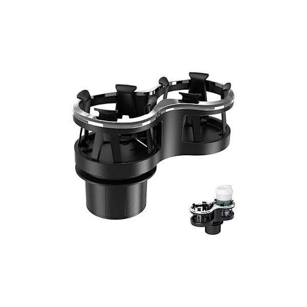 Universal Bilkopholder, 2 i 1 Multifunktionel Kopholder Udvidelsesadapter med Udvidbar og Aftagelig Base, Roterbar Dobbelt Kaffeflaskeholder