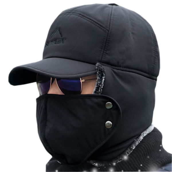3 i 1 Termisk Pelsforet Catcher Aviator Hat med Øreklapper Fuld Ansigt Halsvarmer All-purpose Vindtæt Varm Vinter Baseball Cap Cykling Sne