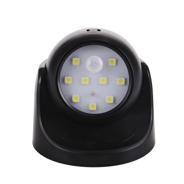 Svart rörelsesensor utomhusvägglampa 1000 lumen LED utomhuslampa sladdlös batteridriven belysning rotera