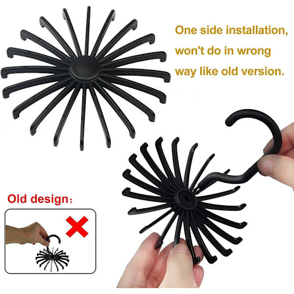 6 stk roterende kleshengere for skjerf slipsstativ roterende kleshengere slipsstativ for slips sklisikker klesstativ 20 plast kroker holder hvit svart