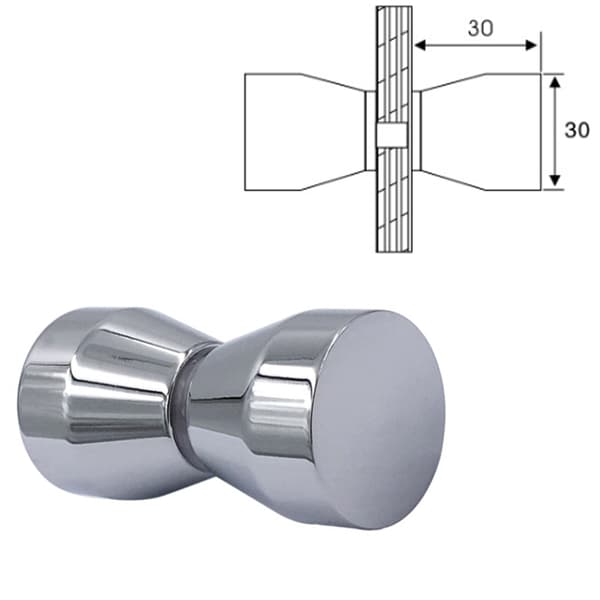 2 stk. Dørgreb Kommode Dørknap Aluminium Legering Kromgreb, Aluminium Legering 6cm x 3cm