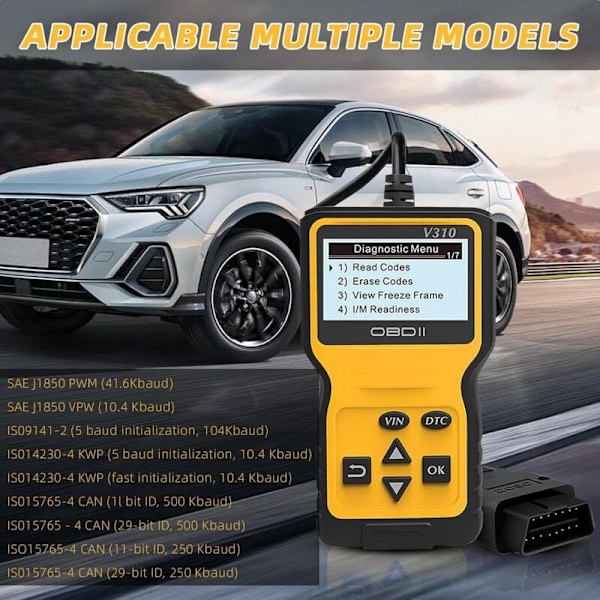 OBD2 Bil Diagnosticeringsværktøj, V310 Universal Bilkode Læser Scanner, OBD Multi-Mærke Bil Diagnosticering, Diagnosticeringsværktøj til Alle OBDII Protokoller Biler