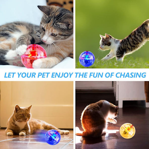 6 st LED-belysta kattbollar för spännande lek - Interaktiv leksak för katt och hund