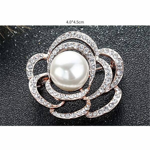 Udhullet rose blomst diamant broche kvindelig mode perle kjole iført corsage gave til elsker