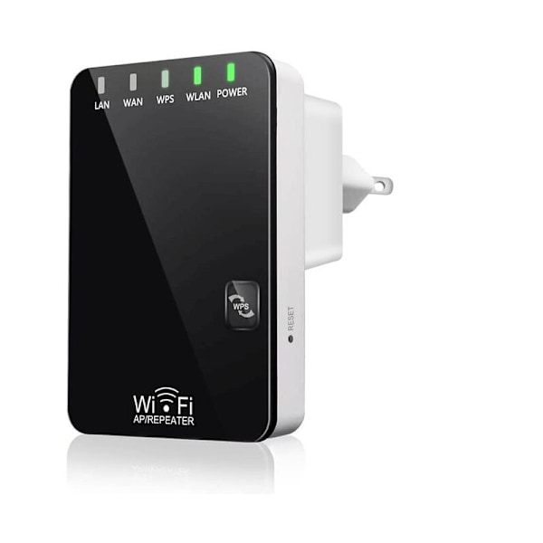 Tehokas WiFi-toistin langaton vahvistin, WiFi-laajennin 300Mbps 2.4Ghz, 2 Ethernet-porttia, WPS, helppo asentaa, yhteensopiva kaikkien reitittimien kanssa, A