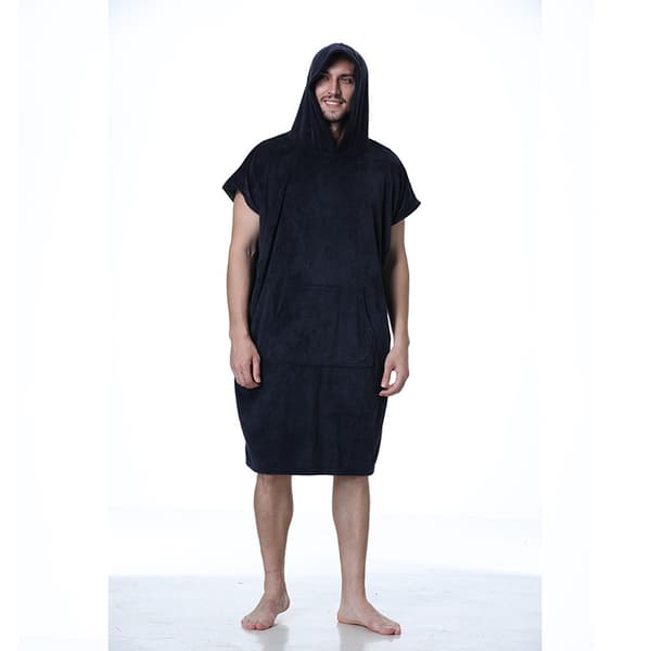 1 stk. (sort, ca. 88*110cm) Badekåbe Poncho Hætte Strandhåndklæde Svømning Surfing Mand Kvinde