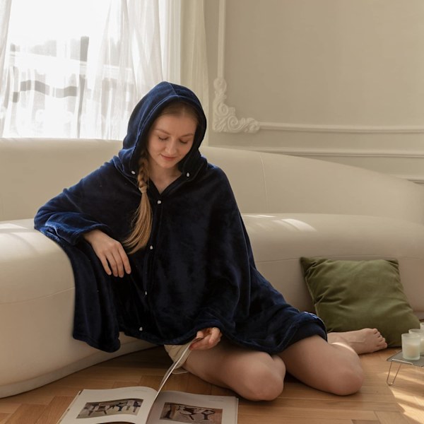 Vinter Hjemme Bærbar Tæppe, Ekstra Stor Hætte Tæppe, Blødt Plys Tæppe, Varmt Plys Mikrofiber