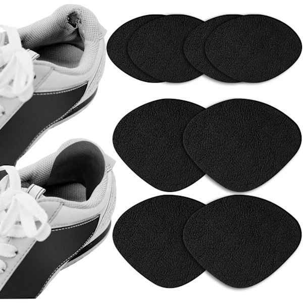 Sko Hæl Reparasjon, 4 Par Selvklebende Innside Sko-lapper for Hull, Sko Hull Reparasjonssett for Sneakers, Lærsko, Høy Hæler (Svart)