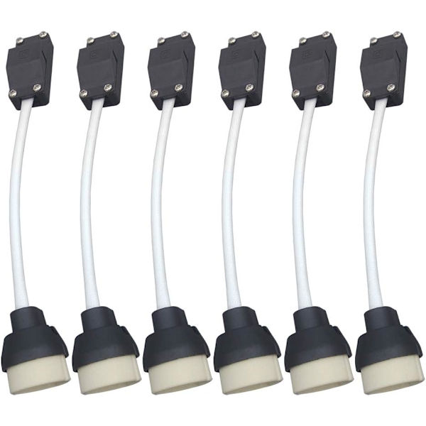 Jane Art (6 stk.) GU10 fatning Keramisk sokkel og terminalblok/bro med kabel og isolerende ærme - Adapter til LED og halogen fatning forbindelse