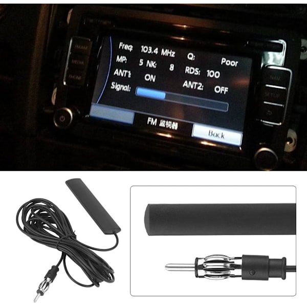 2 stk Universal Bil FM Radio Antenne Patch Antenne Vindusmontering 5M Kabel