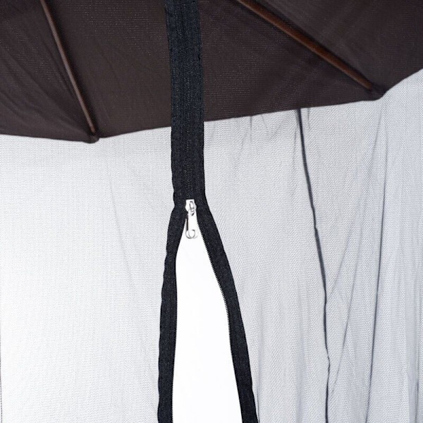 Myggenet diameter 3m x højde 2.3m, cylindrisk myggenet til parasol med lynlås og sort ballast