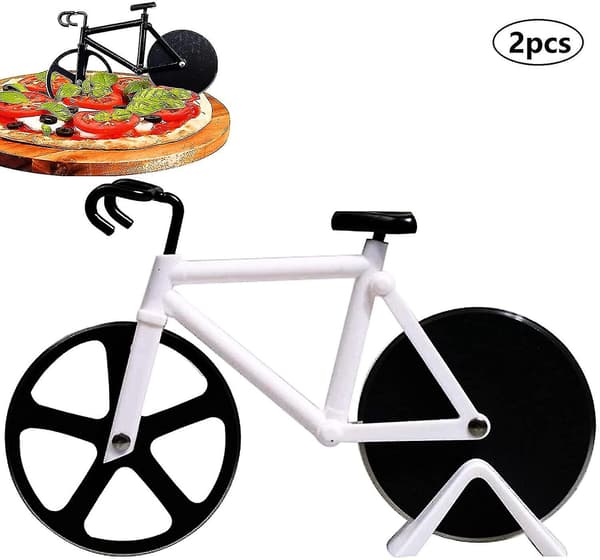 Pizzakutter i rostfritt stål Degskärepizza (2 delar, svart, vit)