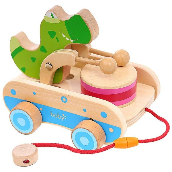 børns pædagogisk legetøj massivt træ tromle trækkraft legetøj