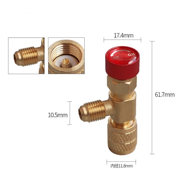 Pack Vätskesäkerhetsventiladapter, R410 R22 Säkerhetsventil, Köldmediekontrollventil, Luftkonditioneringskylventil, för Luftkonditioneringsflödesventiler