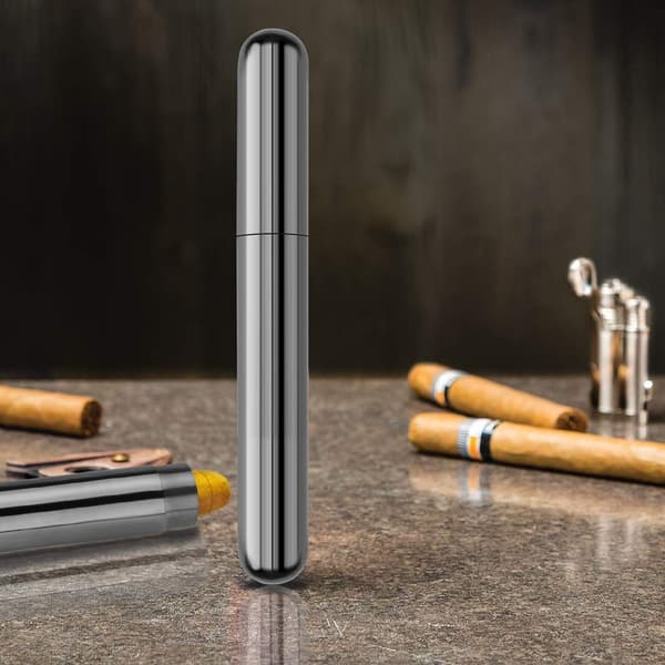 Cigar Etui Rør, Sæt med 2 Rustfrit Stål Bærbare Cigar Kasser, Unik Cigarholder til Rejser