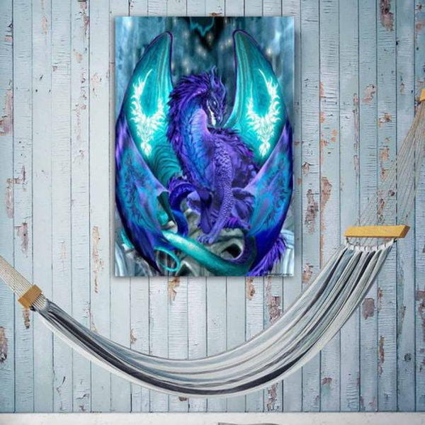 Sininen lohikäärme 5D täysi timanttimaalauskirjonta ristipistokangaspaketti Strass koti sisustus DIY lahja 12*16 tuumaa
