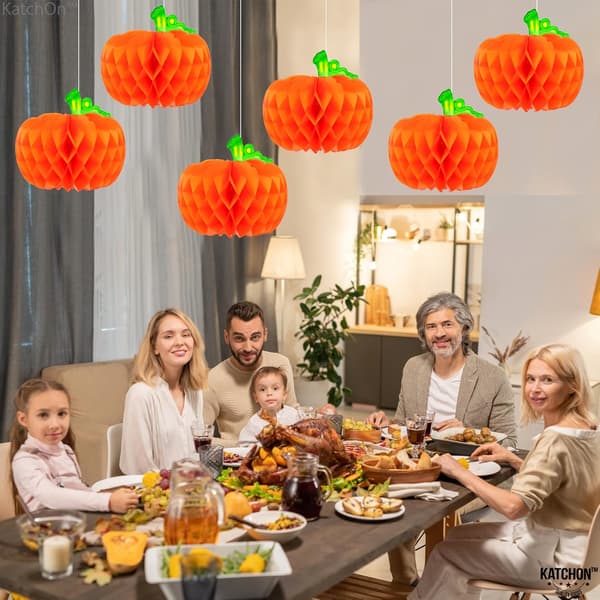 Stora papperspumpa-centerpieces - 6-pack | Tissue Pumpkin Honeycombc