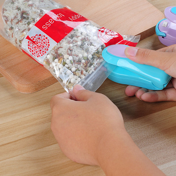 Rosa 2stk Mini Bag Sealer Bærbar Rask 2 i 1 Plast Bærbar Mini Varmesealer