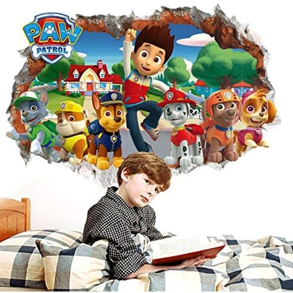 Patrol 3D Wall Sticker Boy Girl Room Paw Patrol 3D Broken Wall St