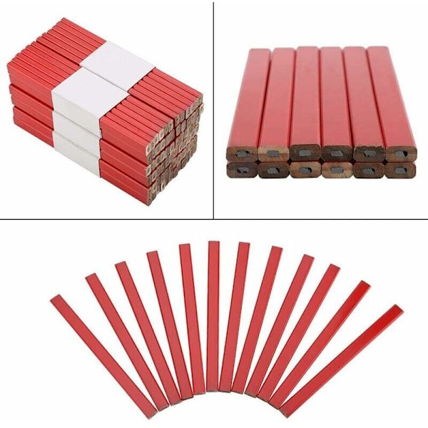 Set med 72 snickarpenna för snickare, snickarpennor, snickarpenna, 17,5 x 1,3 x 0,7 cm röd röd