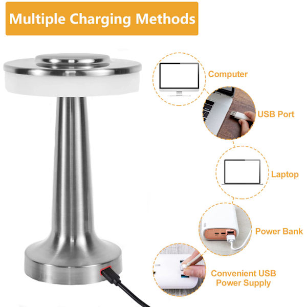 Batteridriven skrivbordslampa, dimbar bärbar skrivbordslampa för utomhus, modernt hotell, restaurang, sovrum, studierum