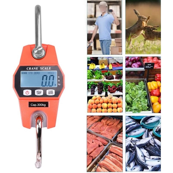 Digital Kranvåg, Elektronisk Våg 300kg Hängande Krokvåg LCD Dynamometer Industriell Vägning Krok Vikt 300kg/600lbs