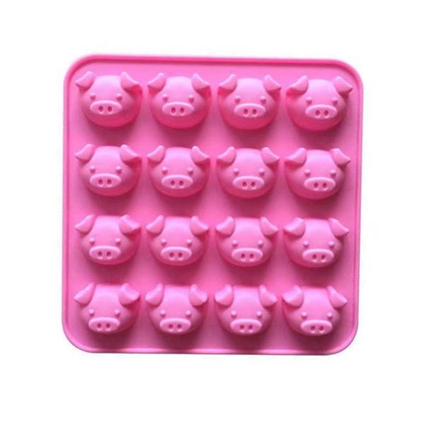 Chokladform - Silikonform för tecknad grisansikte, tårtdekoration, bakning, köksform (rosa)