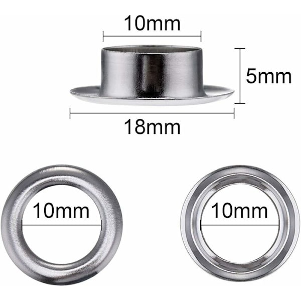 Øjesæt til presenning 12mm metaløjer Øjer med værktøj Øje, til presenning, bagage, læder, mønsterbog, mærke, sko