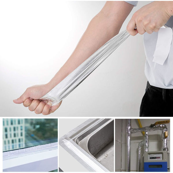 Selvklæbende tape, aluminiumsbånd, varmebestandig varmebeskyttelse, rivefast. Bredt aluminiumsforseglingstape med glasnetstof til forsegling af isolering