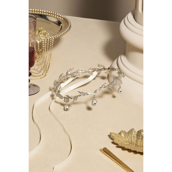 Elegant Rhinestone Leaf Bryllup Brude Pandebånd