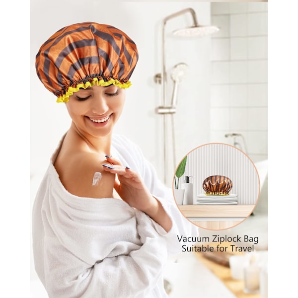 Stor badehætte til mænd og kvinder, Oversized vandtæt badehætte, Genanvendelig, Vaskbar, Gyldne striber Fashionable badehætte