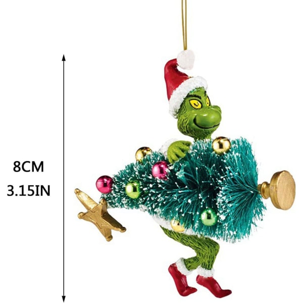 Grinchs julgransprydnader, 2023 jul Thanksgiving semester trähänge rolig grön Grinchs juldekor för hemsemesterfest